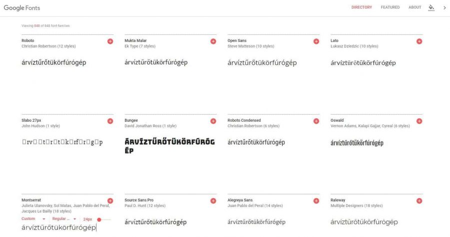 Google fonts betutipus teszt