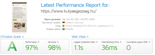 kutyaegeszseg gtmetrix mobil