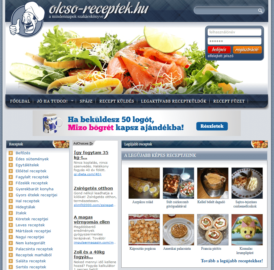 Olcso-receptek.hu - olcsorecept-kezdolap