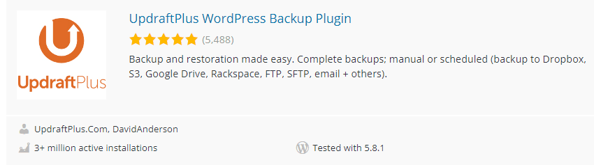 wordpress updraftbackup plugin rotisoft